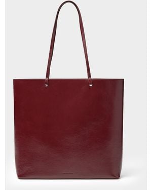 Mansur Gavriel Filo Polished Burgundy Pebbled Leather Tote Bag - Red