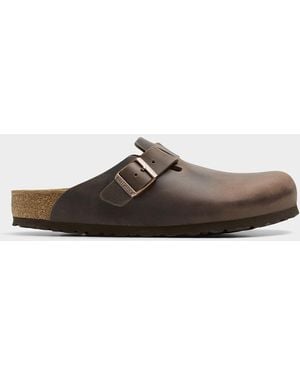 Birkenstock Boston Brown Oiled Leather Mules Men