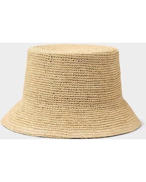 Simon's Minimalist Raffia Cloche Hat Exclusive Collection From Italy - Natural