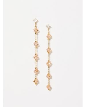 Simon's Faceted Gemstone And Chain Long Earrings - White