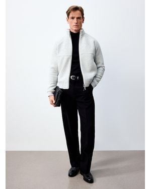 Reiss Thane Bouclé Knit Zipped Jacket - White
