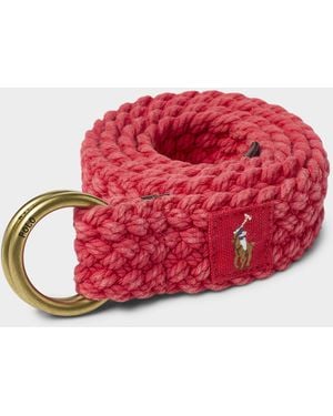 Polo Ralph Lauren Ring Buckle Crochet Belt - Red