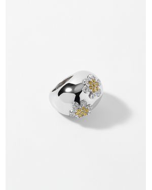 Marni Daisy Rhinestone Cabochon Ring - White