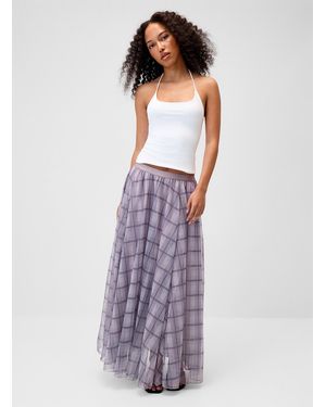 Twik Checkered Chiffon Maxi Skirt - Purple