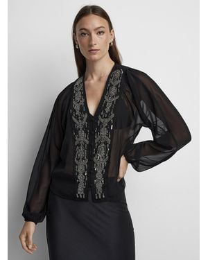 Icône Metallic Beads Voile Blouse - Black