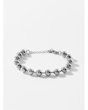 Simon's Metallic Bead Bracelet - White