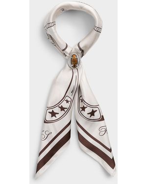 FIVE STUDIOS Western Pattern Tie Scarf - White