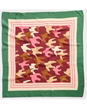 Barts Patterned Block Square Scarf - Red