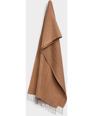 Simon's Colourful Fine Cashmere Scarf - Natural