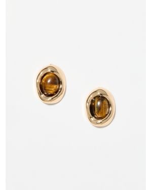 Simon's Gold And Amber Earrings - White