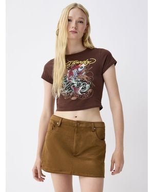 Ed Hardy Rhinestone Mini Fish T - Brown