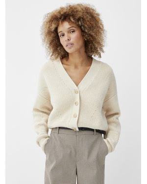 Contemporaine Jewel Buttons Thick Knit Cardigan - Natural