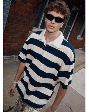 Djab Rugby Stripe Boxy Polo Imported From Seoul - Blue