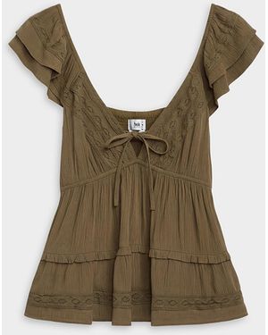 Twik Wrinkled Effect Ruffled Blouse - Green