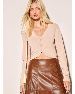 Icône Sheer Cropped Cardigan - Brown