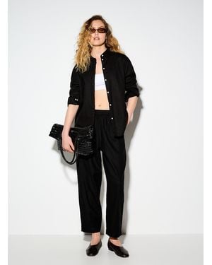 Ichi Linen Blend Cropped Barrel - Black