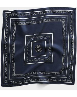 lescarf Paisley Pure Silk Square Scarf - Blue
