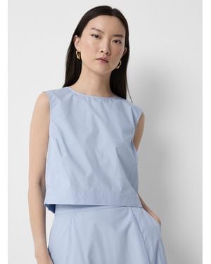 Contemporaine Cropped Poplin Cami - Blue