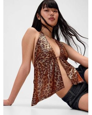 Twik Leopard Print Open Cami - Brown