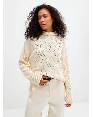 Part Two Textured Openwork Mock - Natural