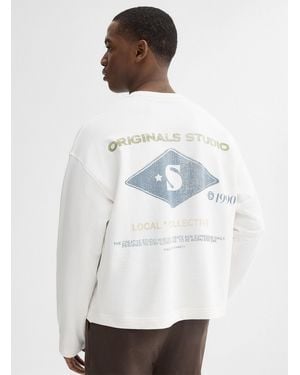 Jack & Jones Front And Back Logo Sweatshirt - White