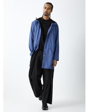 Rains Long Minimalist Raincoat - Blue