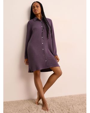 Miiyu Striped Viscose And Recycled Polyester Nightshirt - Purple