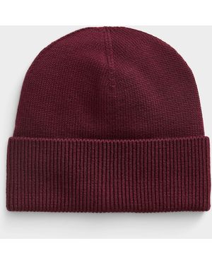 Simon's Pure Merino Wool Ribbed Tuque - Red
