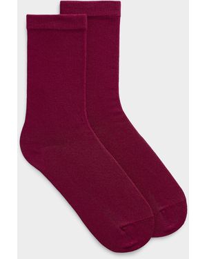 Simon's Solid Comfortable Socks Made In Portugal - Purple