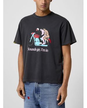 Carne Bollente Sounds Gay I'm In Biker Print T - Grey