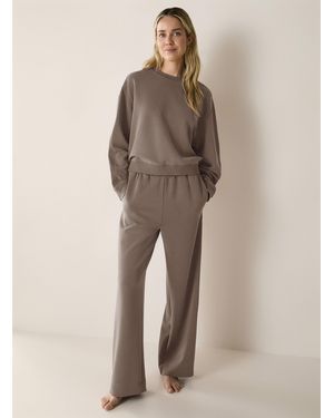 Miiyu Ribbed Strips Peachskin Lounge Pant - Natural