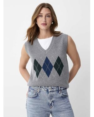 Contemporaine Argyle Sweater Vest - Gray