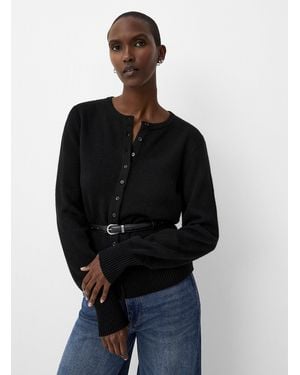 Contemporaine Wool And Cashmere Belted Cardigan - Black