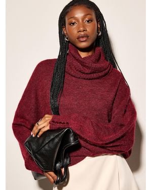 Ichi Touch Of Alpaca Loose Turtleneck Sweater - Red