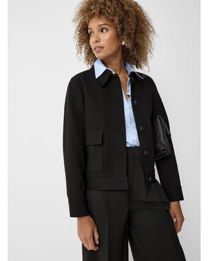 Contemporaine Structured Twill Overshirt - Black