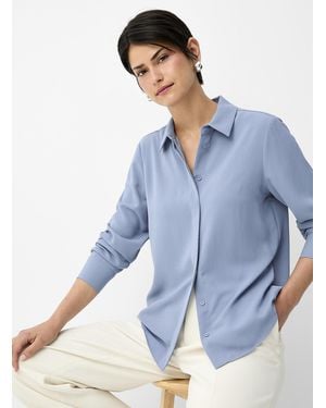 Contemporaine Silky Hidden Placket Shirt - Blue