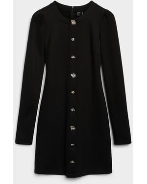 Icône Irregular Buttons Ponte Minidress - Black