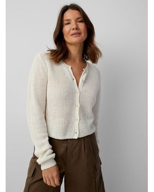Part Two Gigia Openwork Linen Knit Cardigan - Grey