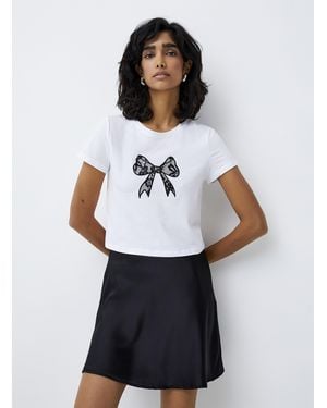 Noisy May Lace Bow T - White