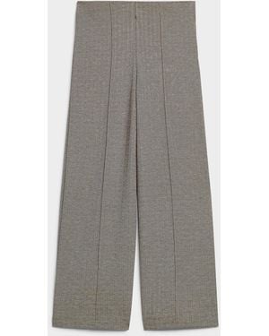 Part Two Checkered Cropped Pant Fit: Cropped Wide Leg, High Rise - Grey
