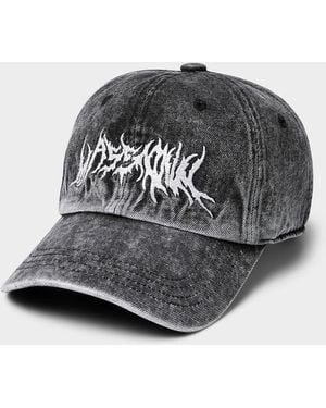 Djab Metal Embroidery Faded Denim Cap Imported From Seoul - Gray