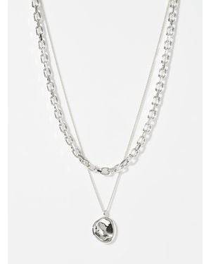 Pilgrim 2-in-1 Chain And Irregular Pendant Necklace (men, Grey, One Size) - White