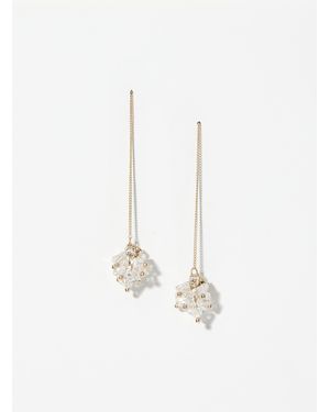 Simon's Gemstone And Chain Long Earrings - White