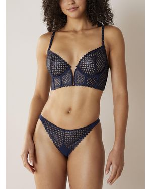 LIVY Chanzy Geometric Embroidery Plunge Bustier - Blue