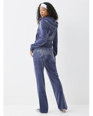Juicy Couture Diamond Logo Velvet Pant - Blue