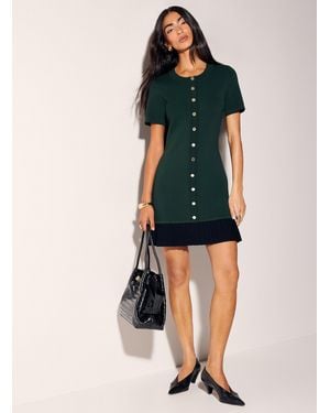 Icône Dense Knit Pleated Edge Minidress - Blue