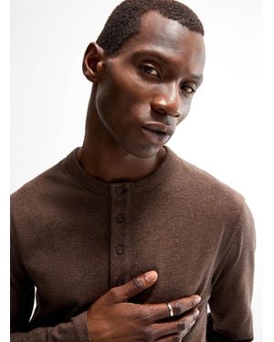Le 31 Stretch Jersey Henley T - Brown