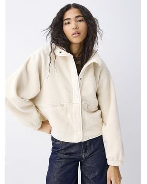Twik Nylon Details Fleece Jacket - White