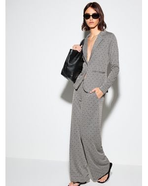 Ichi Houndstooth And Polka Dot Pant - Grey