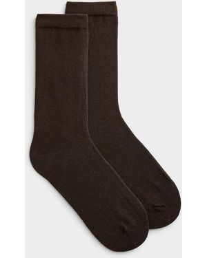 Simon's Solid Stretch Socks - Brown